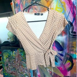 Beige with White Polka Dot Top